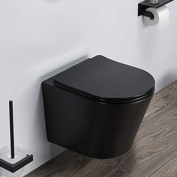 Унитаз подвесной Comforty 105MB безободковый черный матовый