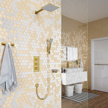 Душевая система встроенная с термостатом Timo Tetra-thermo арт.SX-0179/17SM золото матовое