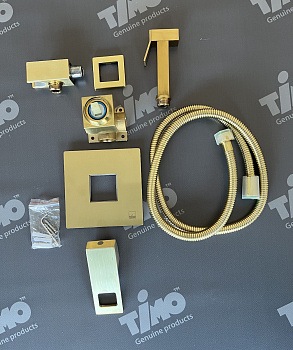 Смеситель встроенный с гигиеническим душем Timo Briana арт.7189/17SM золото матовое