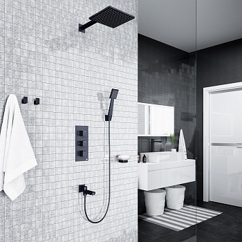 Душевая система встроенная с термостатом Timo Tetra-thermo арт.SX-0199/03SM черный