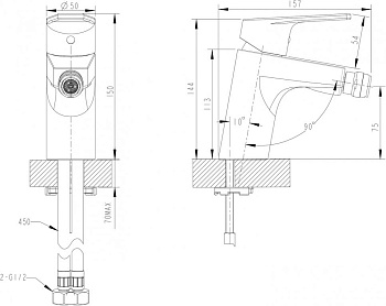 Смеситель для биде Bravat Line F35299C-1
