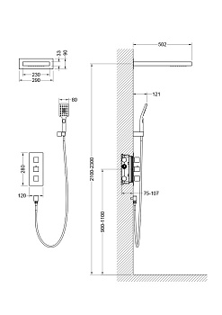 Душевая система встроенная с термостатом Timo Petruma арт.SX-5039/03SM черный